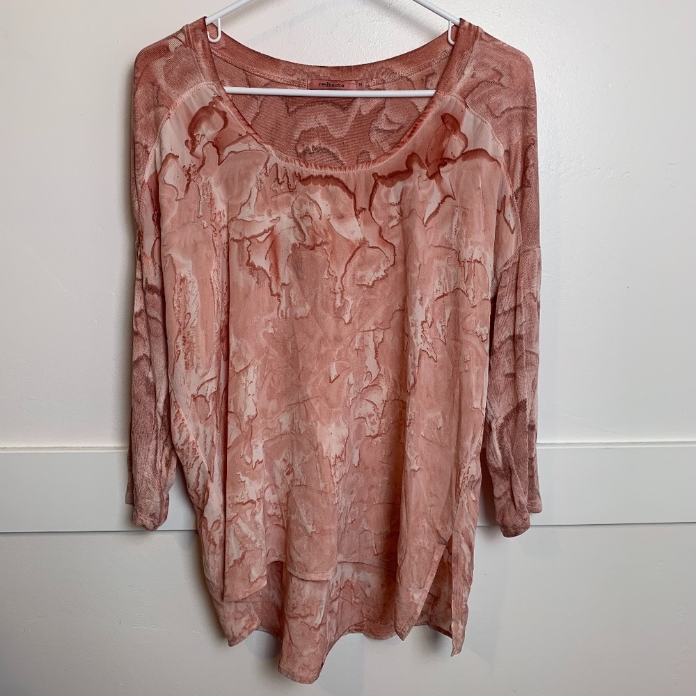 Red Haute Rust Abstract Quarter Sleeve Blouse